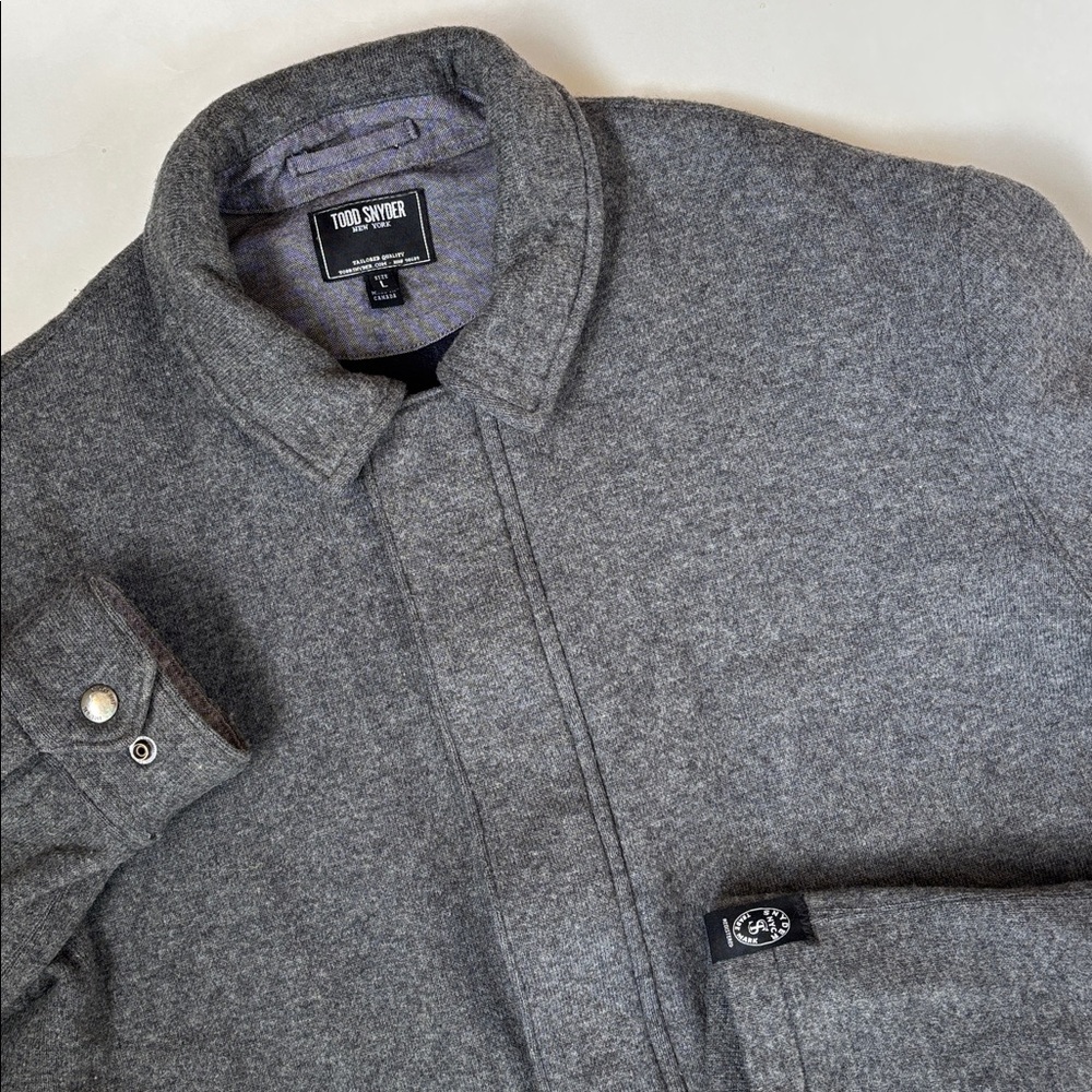 Todd Snyder Gray Knit Wool Zip Snap Lined Jacket‎ Mens Size Large ~ Flaws